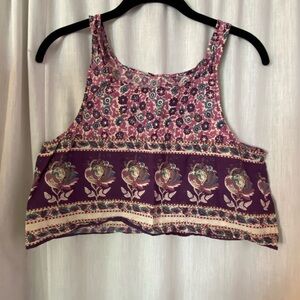 Boho Purple Floral Crop Top No Tags Size Woman’s Medium